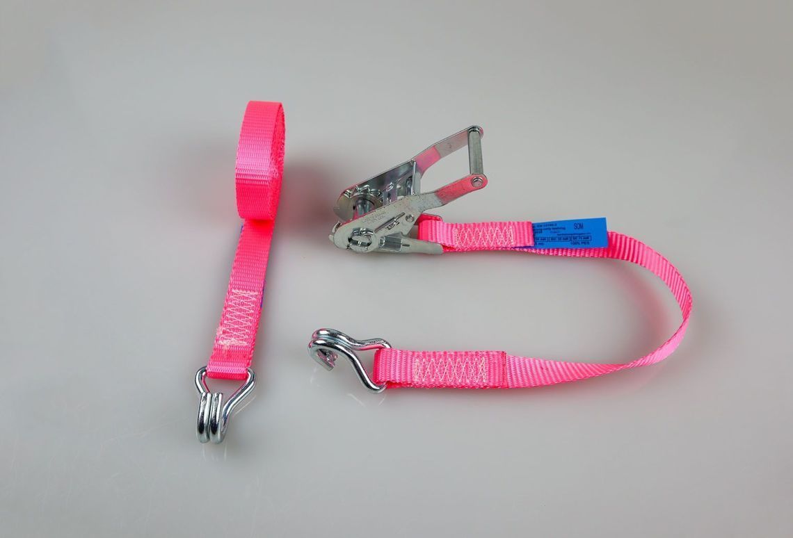 Roze spanband 25mm 1,5T 2-delig | Rateldeel en windseldeel